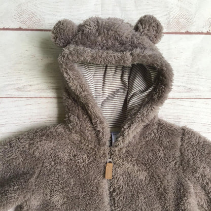 Carter's Baby Boy Brown Teddy Bear Romper Size 6 Months Plush Snowsuit Costume