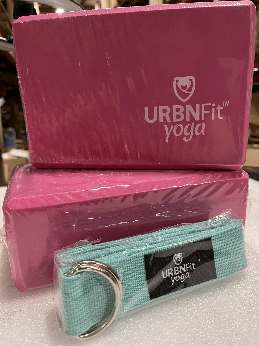 Yoga Blocks 2 Pack - Sturdy Foam Yoga Block Set with Strap for Exercise, Pink
