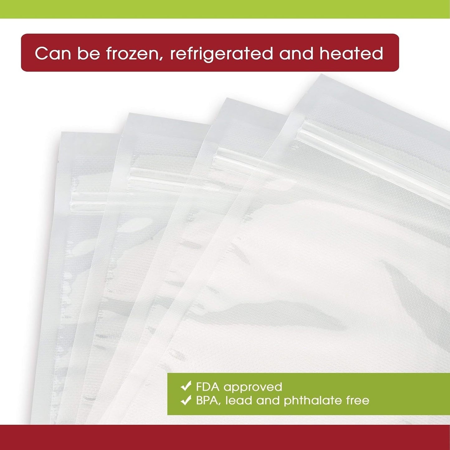 Double Zipper Clear Food Storage Bags, No Vacuum Needed, 8” x 12”, 25-Pack