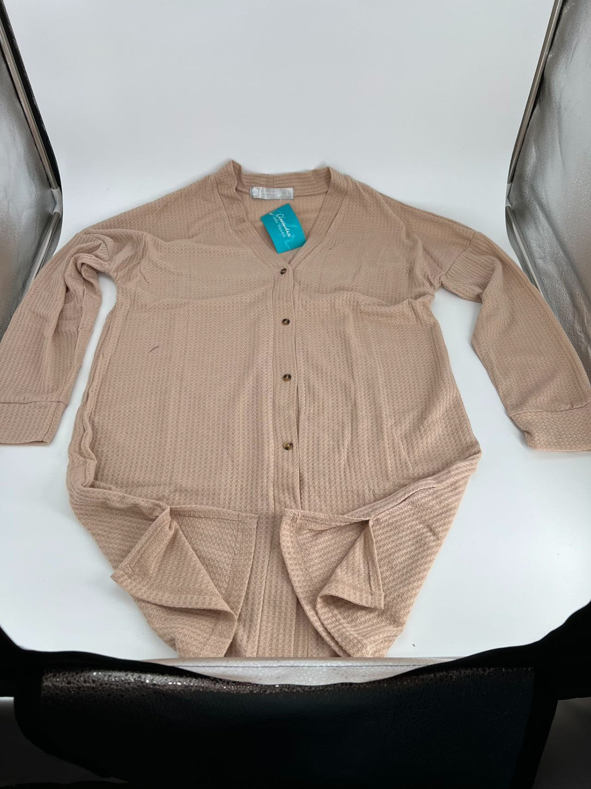 Short Sleeve Nightshirt, Lightweight Button Down Pajama Top Shadow Beige L