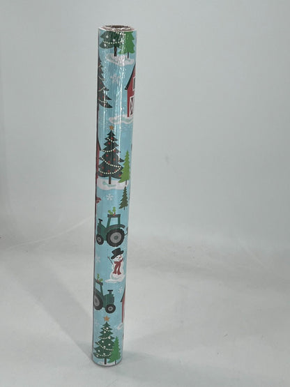 Blue Reversible Christmas Wrapping Paper Roll