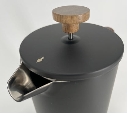 34oz French Press Coffee Maker, Wood Handle, Double Wall Steel