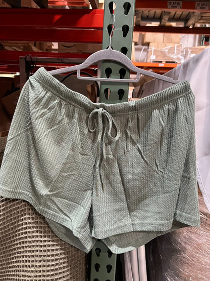 Women's Satin Sleeveless Top & PJ Shorts Pajamas Set green Size 2XL