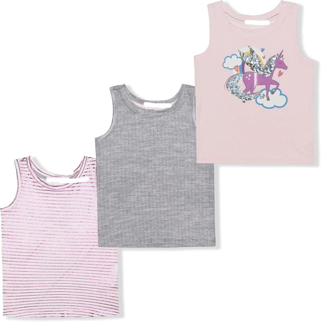 12 T Young Hearts Magical Unicorn Girls’ 3 Pack Tank Top for Toddler, Little and