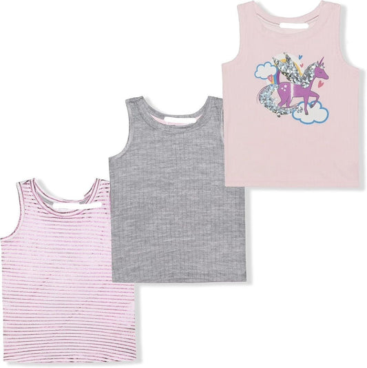12 T Young Hearts Magical Unicorn Girls’ 3 Pack Tank Top for Toddler, Little and