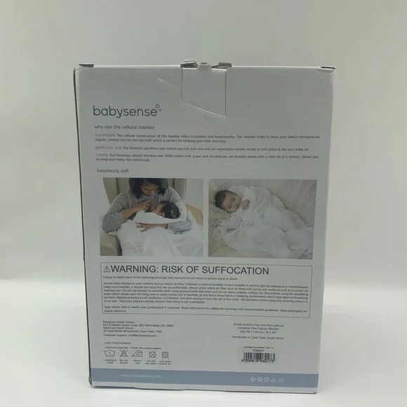 Babysense Baby Cellular Blanket, Grey, Bunnies Prints, Cotton, Large