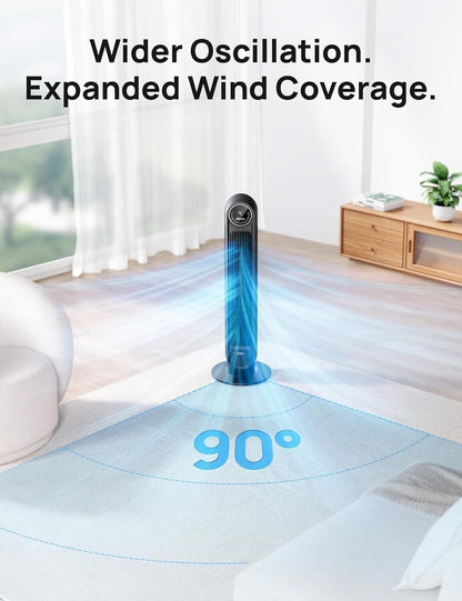 used- Oscillating Tower Fan Velocity Quiet Cooling 4 Speeds Timer Remote Control