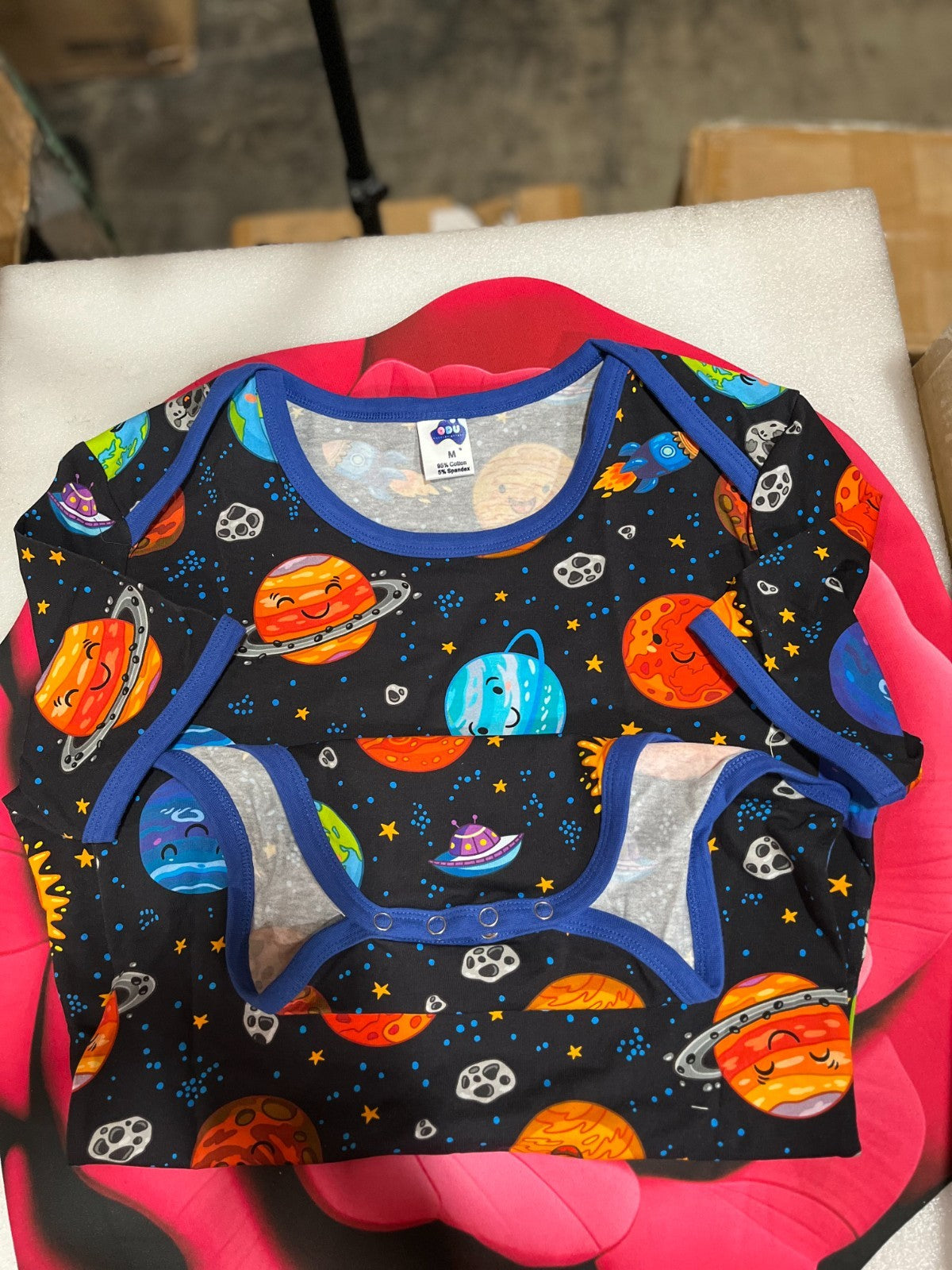 Planets Print Baby Bodysuit – Size M, 95% Cotton 5% Spande