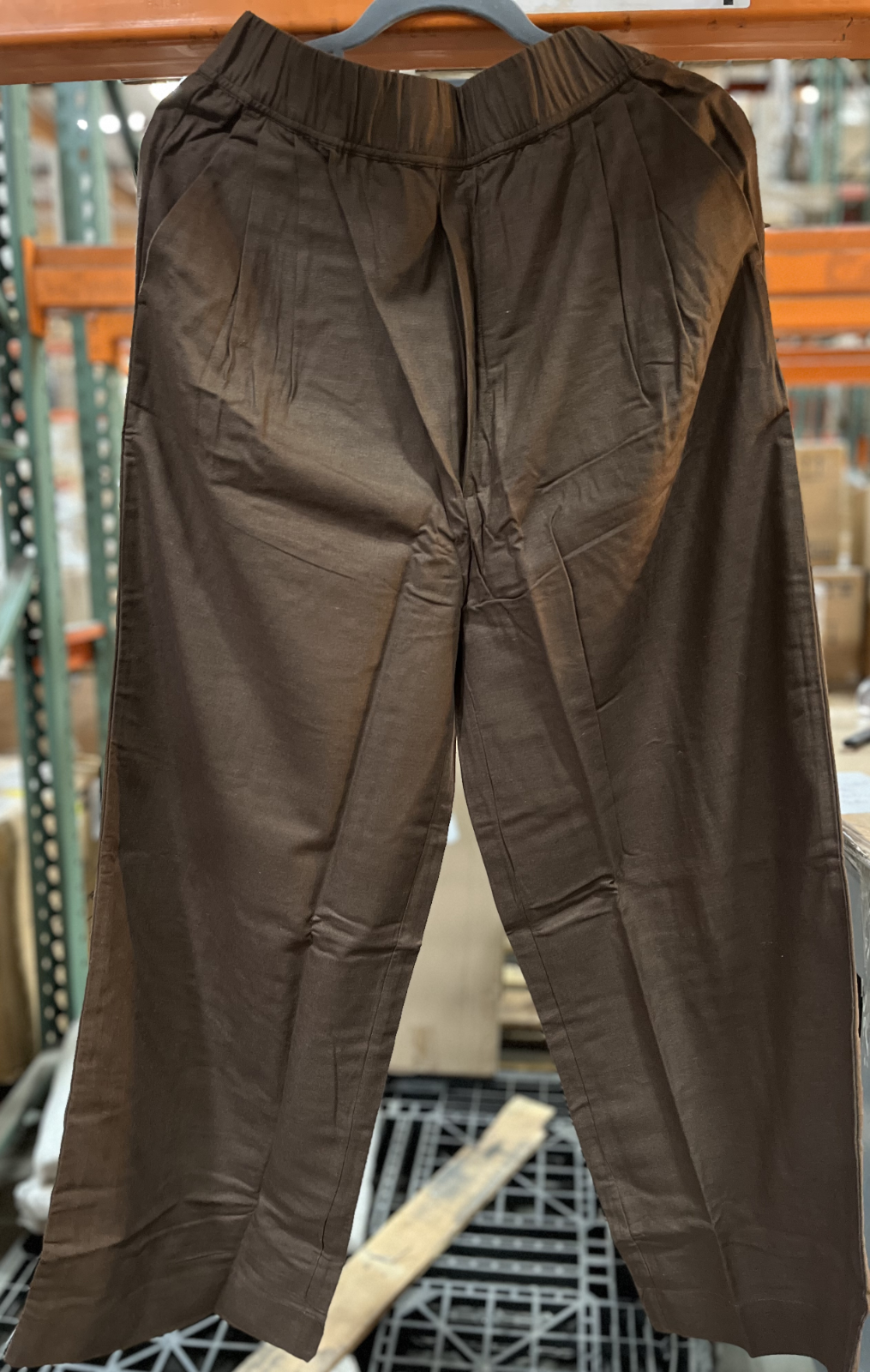 COTTON WIDE-LEG TROUSERS WOMEN   L