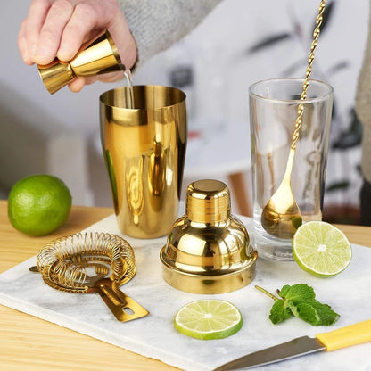 NEW Stainless Steel Barware Set by True Set of 4 shaker, spoon, jigger, strainer