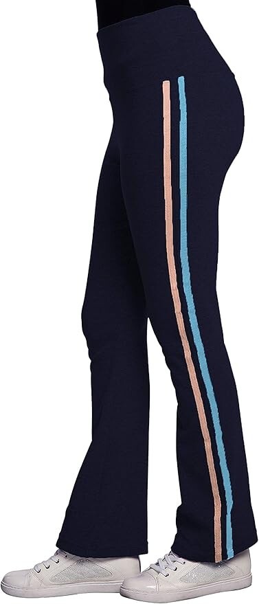 Sweet Vibes Women's Stretch Rib Flare Bottom Yoga Pants High Waist Double Seam M