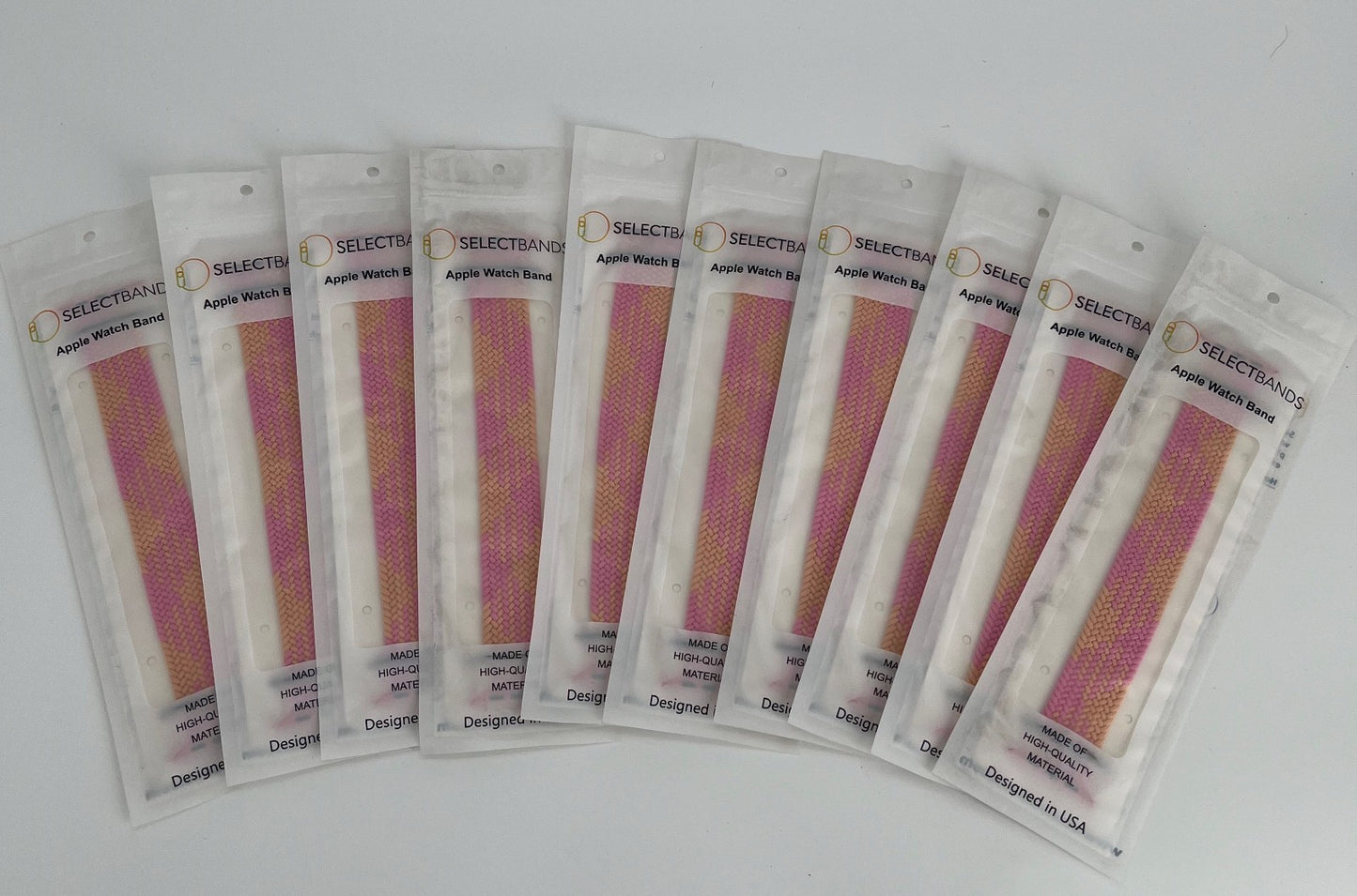10-Pack  XS Champagne  Solid Loop Apple Watch Bands 0.8 x 5.2Inch , Fits 38mm/40