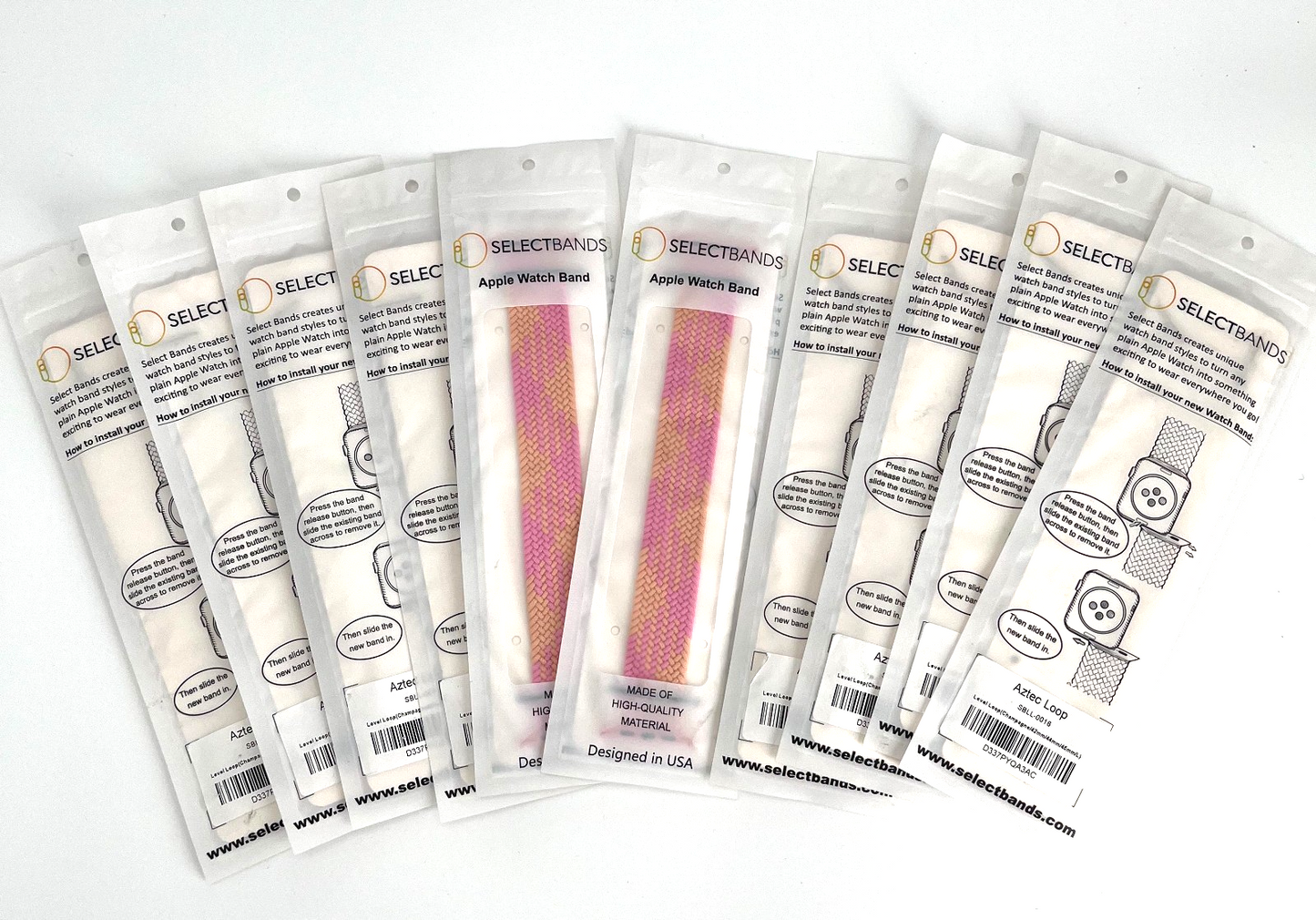 10-Pack Champagne Solid Loop Apple Watch Bands, 0.8 x 7.1Inch, Fits 42mm/44mm/45