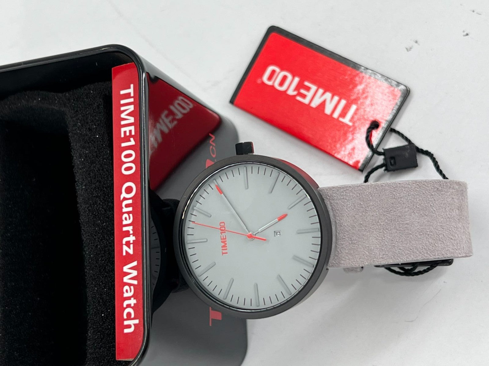 Men's Analogue Quartz Watch with Textile Cork Strap  light grey