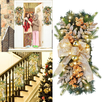 Christmas Stair Railing Wall Window Indoor Decor.