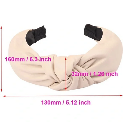 3 Pack PU Leather Knotted Headbands Neutral Colors