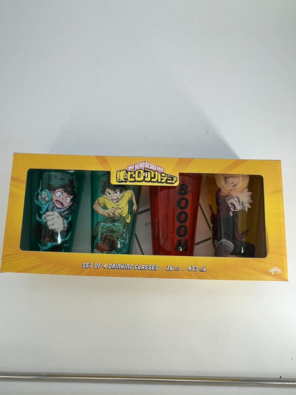 MY HERO ACADEMIA Set of 4 Drinking Glasses 16oz in Display Box Just Funky Cups