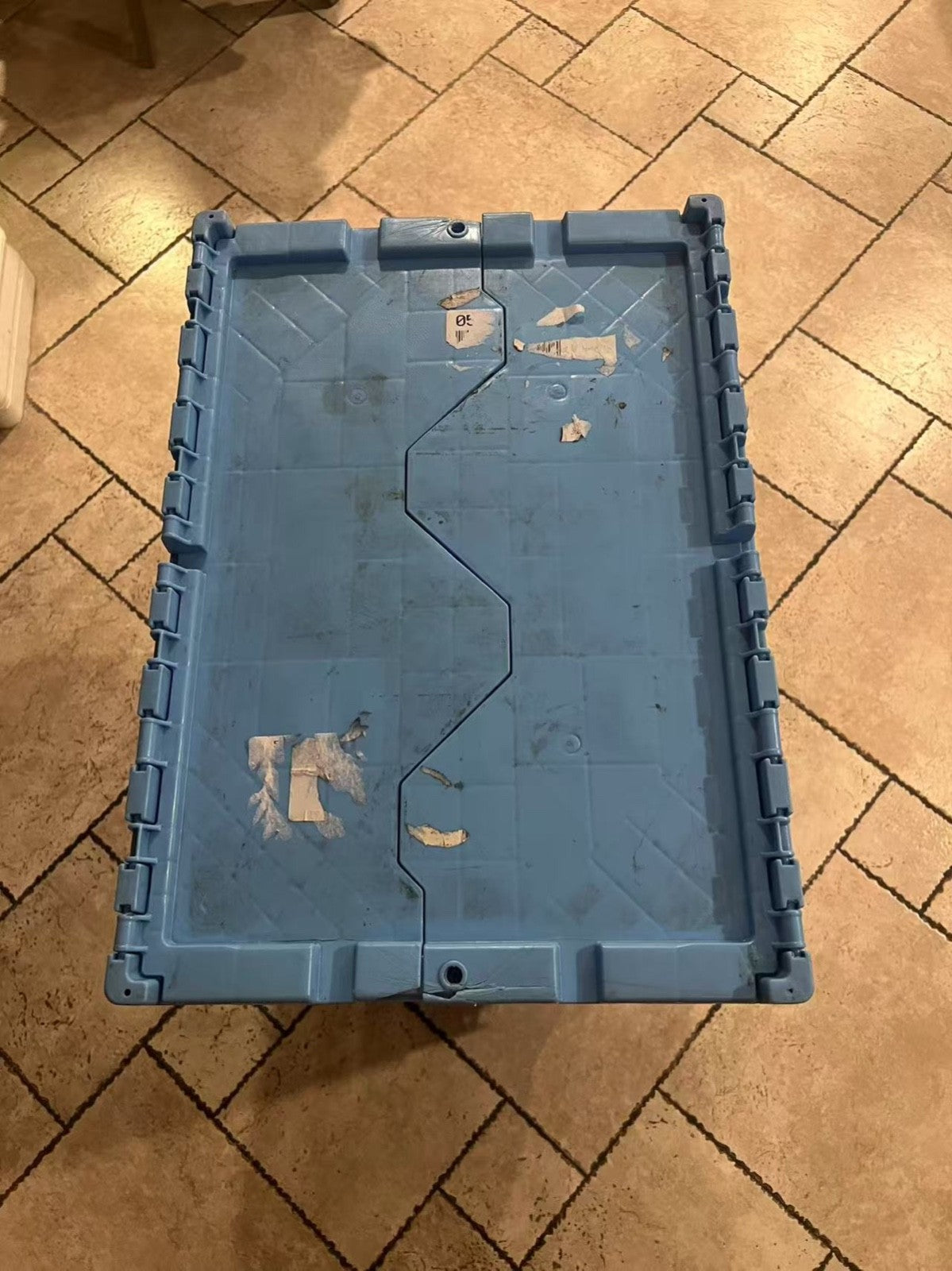 20x14x12” (5 Pack) Storage Tote with Hinged Attached Lid Blue Heavy Duty