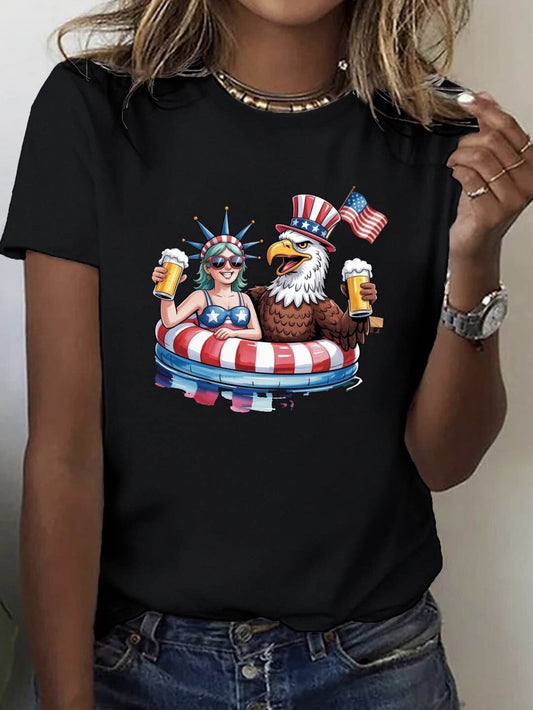 4th Of July Lady Liberty Bald Eagle Pool Float For Adult Size S-XL T-Shirt