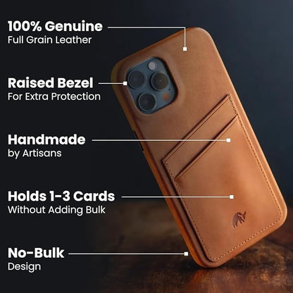 Leather Portfolio Case for iPhone 11 | Premium Sienna Brown Leather