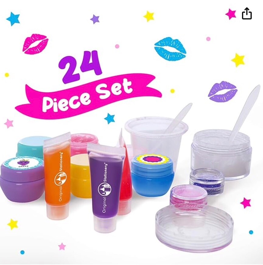 Original Stationery Make Your Own Lip Balm Lab, 24-Piece Lip Gloss Making Kit fo