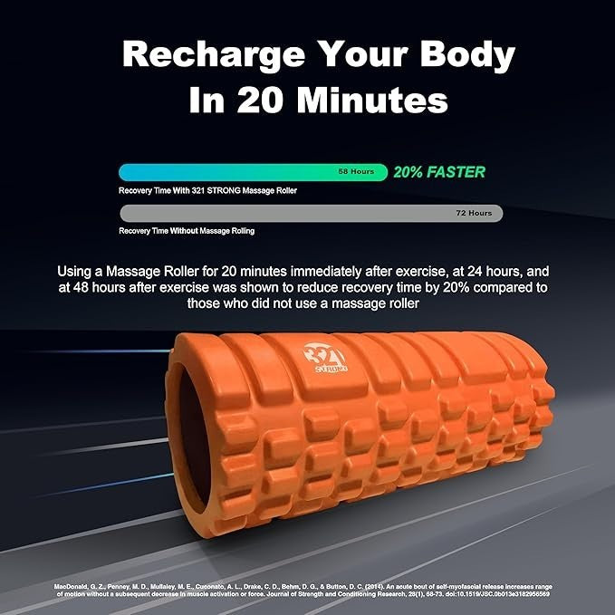Foam Roller – Medium Density Deep Tissue Massager  Orange 12.5“x 5.5”