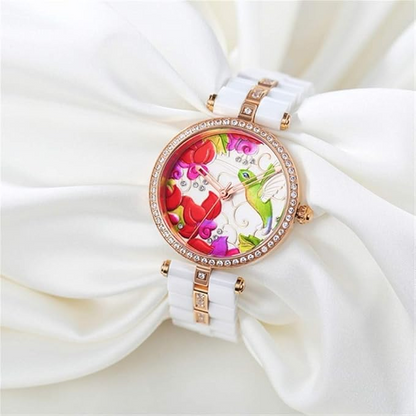 Ladies Watch High-end Ceramic Embossed Background Diamond #W50352L.02A