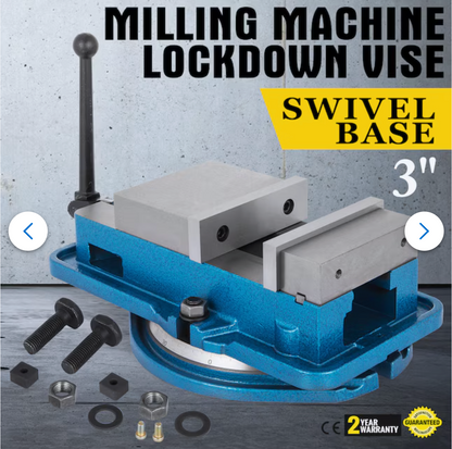 Heavy Duty Milling Vise 3 in. Bench Clamp Vise with 360 Degree Swiveling Base