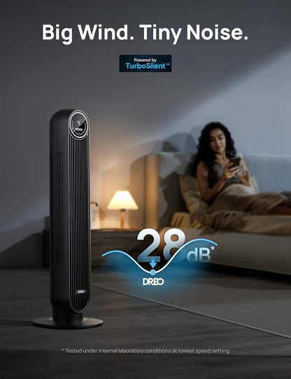 used- Oscillating Tower Fan Velocity Quiet Cooling 4 Speeds Timer Remote Control