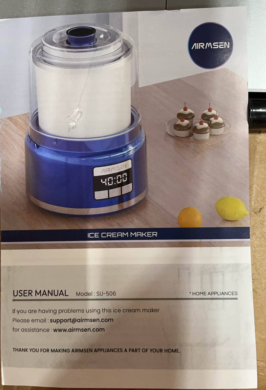 2.1 Qt Ice Cream Maker, LED Screen and Timer,Color: Blue,8.9*12.1inch