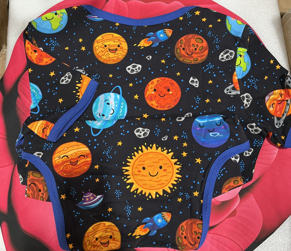Planets Print Baby Bodysuit – Size M, 95% Cotton 5% Spande