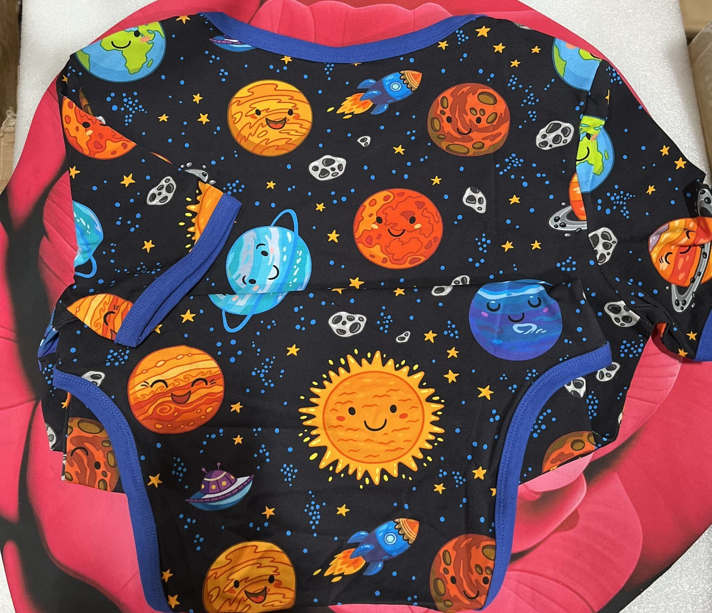 Planets Print Baby Bodysuit – Size M, 95% Cotton 5% Spande