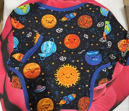 Planets Print Baby Bodysuit – Size M, 95% Cotton 5% Spande