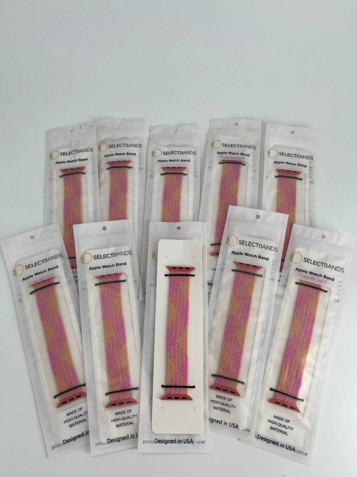 10-Pack  XS Champagne  Solid Loop Apple Watch Bands 0.8 x 5.2Inch , Fits 38mm/40