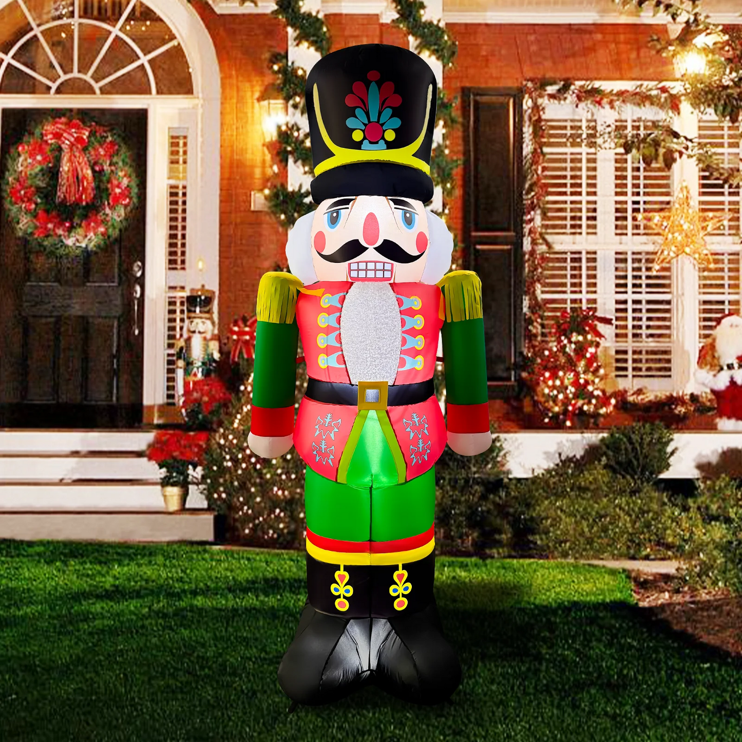 7.2 FT Christmas Inflatable Nutcracker Soldier Blow up with Build-in LED Lights