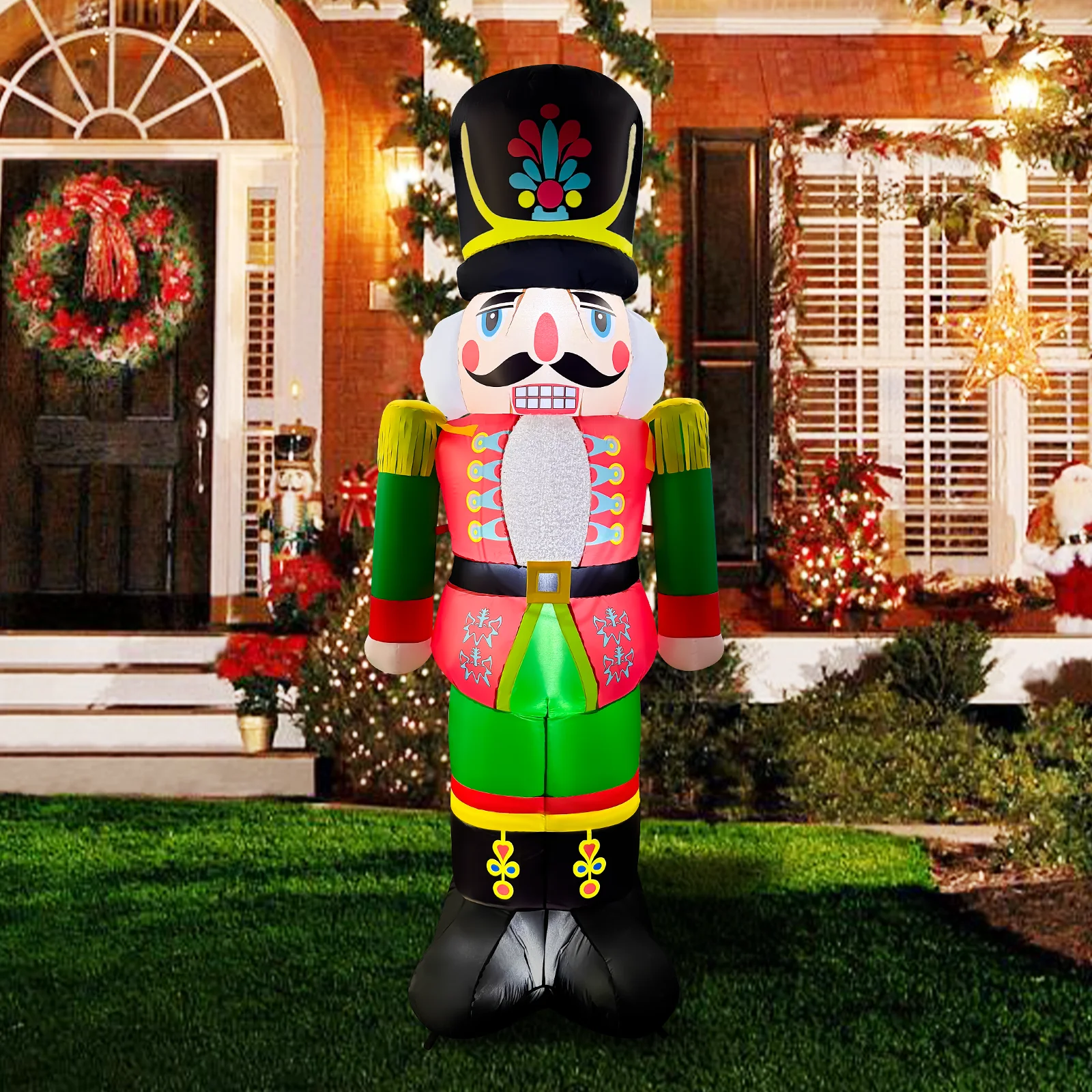 7.2 FT Christmas Inflatable Nutcracker Soldier Blow up with Build-in LED Lights