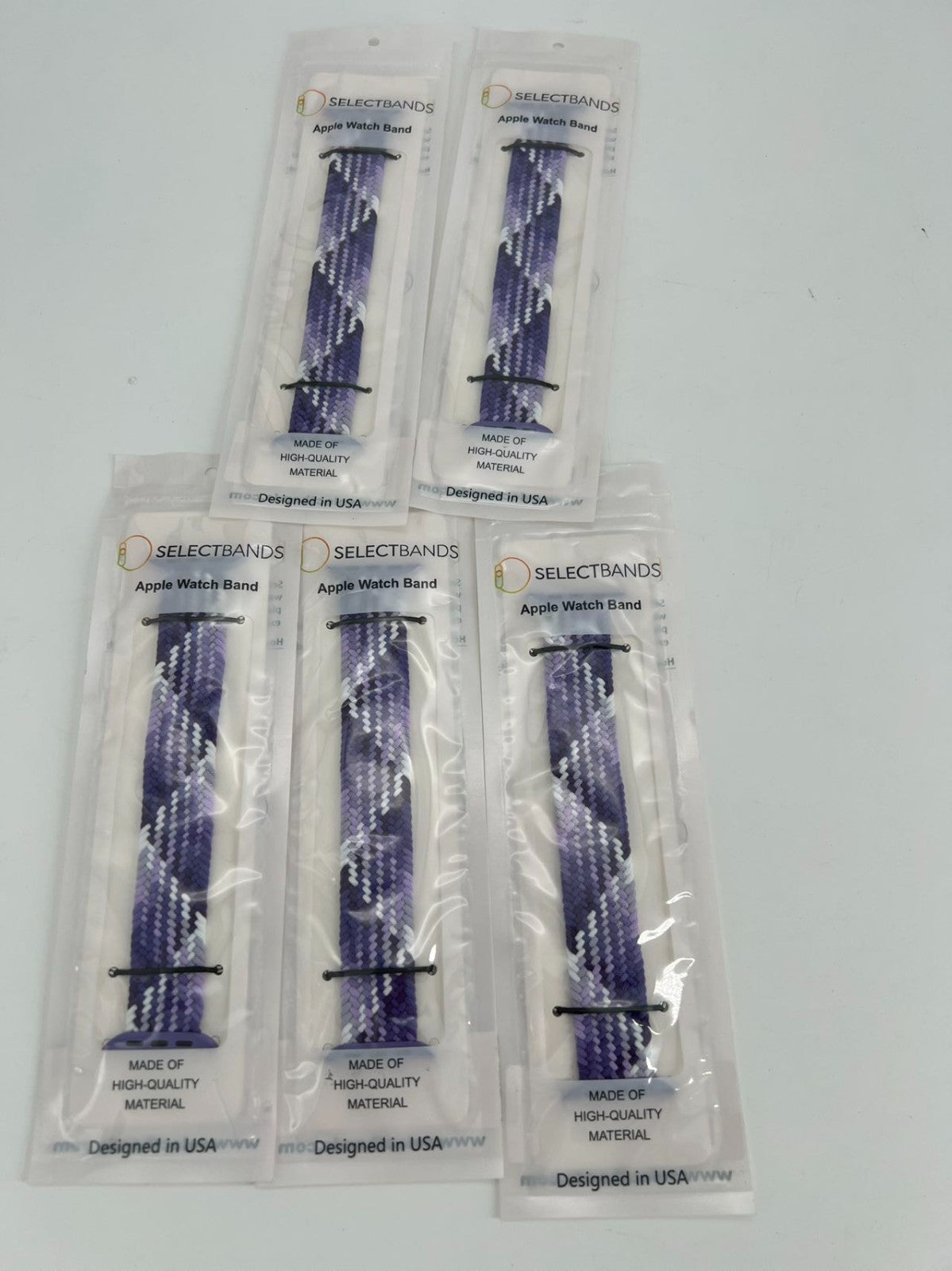 5-Pack S  Aztec Purple  Loop Watch Bands 0.8 x 5.6 Inch Fits 42mm/44mm/45 mm
