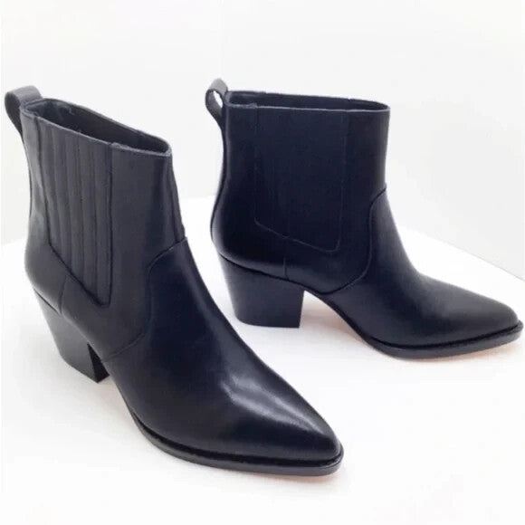Chelsea Western Leather Boots BLACK 6