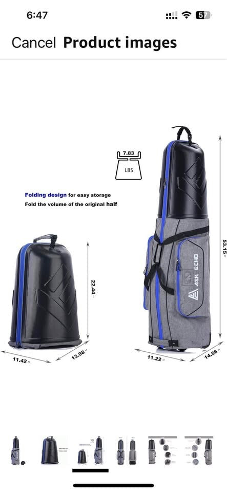 ASK ECHO Golf Bag with Wheels -  used open box