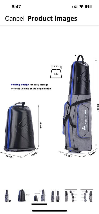 ASK ECHO Golf Bag with Wheels -  used open box