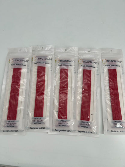 5- Pack L Color RED SOLID Loop Watch Bands 0.8 x 6.7 Inch  Fits 42mm/44mm/45mm