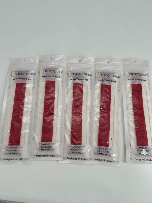 5- Pack L Color RED SOLID Loop Watch Bands 0.8 x 6.7 Inch  Fits 42mm/44mm/45mm