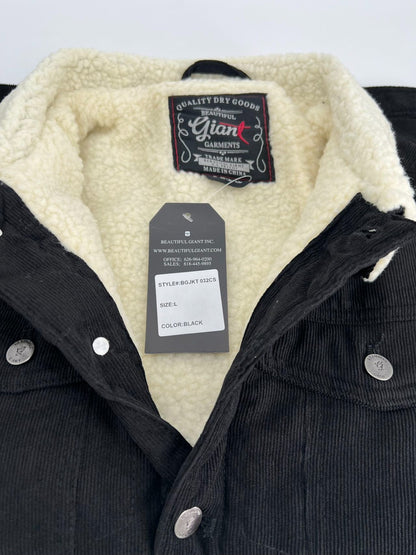 Men's Sherpa Faux Shearling Heavyweight Work Jacket BLACK  L