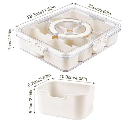 8 Compartment Snackle Box Container, Divided Serving Tray with Lid and Handle
