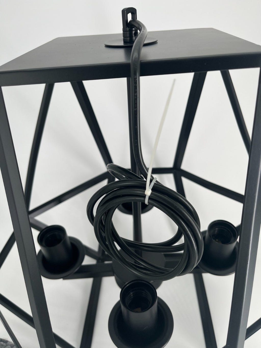 Modern Industrial Black 4-Light Ceiling Pendant, 70” Cord, 17”H x 16.3”W Fixture