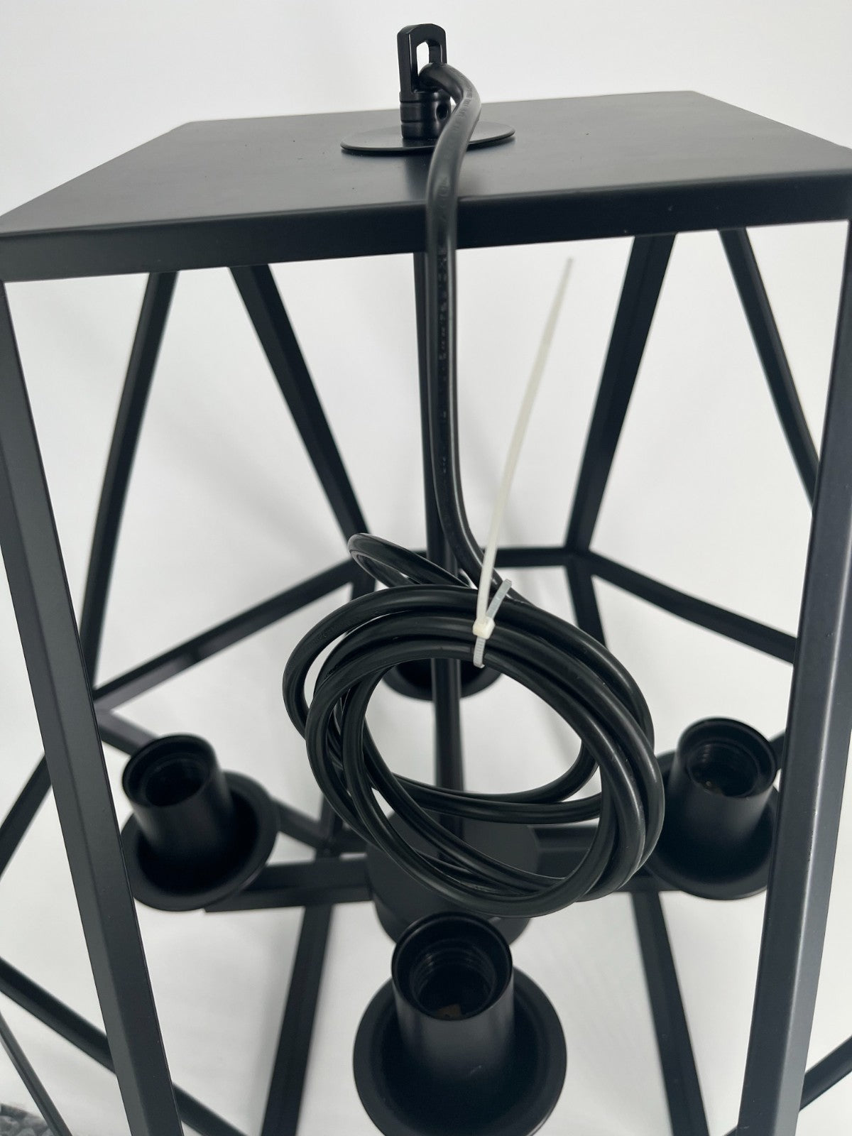 Modern Industrial Black 4-Light Ceiling Pendant, 70” Cord, 17”H x 16.3”W Fixture