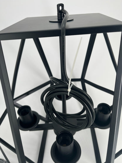 Modern Industrial Black 4-Light Ceiling Pendant, 70” Cord, 17”H x 16.3”W Fixture