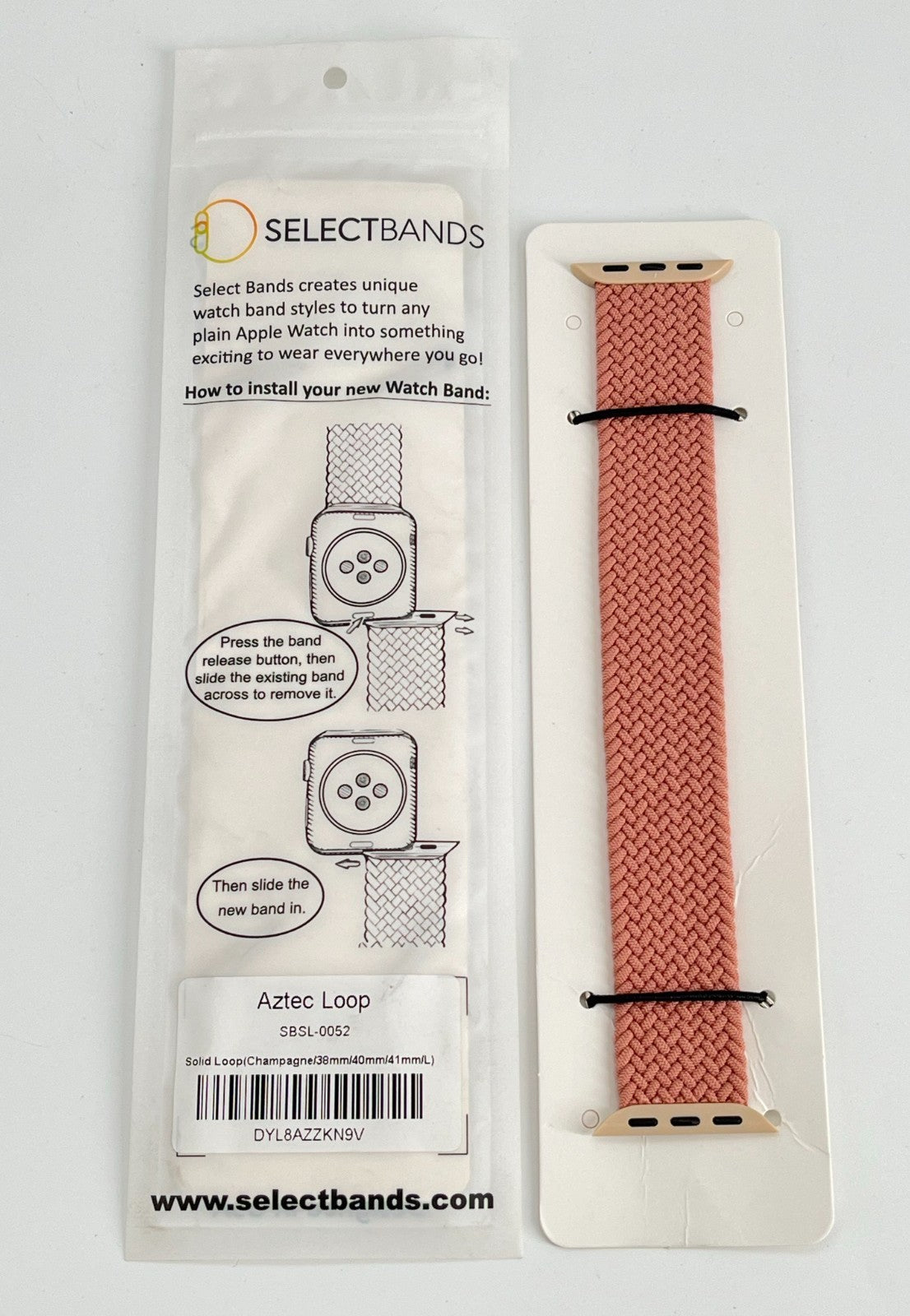 10-Pack L  Champagner  Solid Loop Watch Bands 0.8 x 6.5 Inch , Fits 38mm/40mm/41