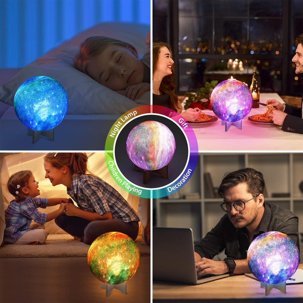 LED  5.9” 16-Color Galaxy Moon Lamp with Stand & Remote