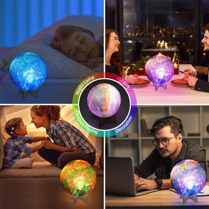 LED  5.9” 16-Color Galaxy Moon Lamp with Stand & Remote